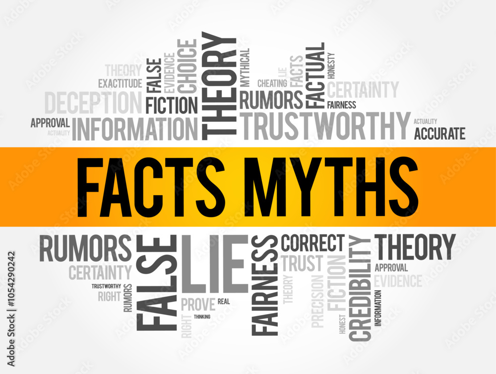 Fototapeta premium Facts - Myths word cloud collage, concept background