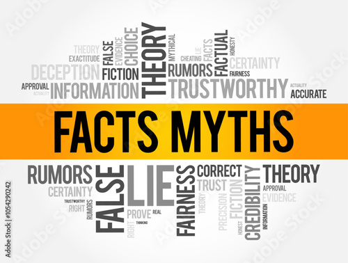 Facts - Myths word cloud collage, concept background