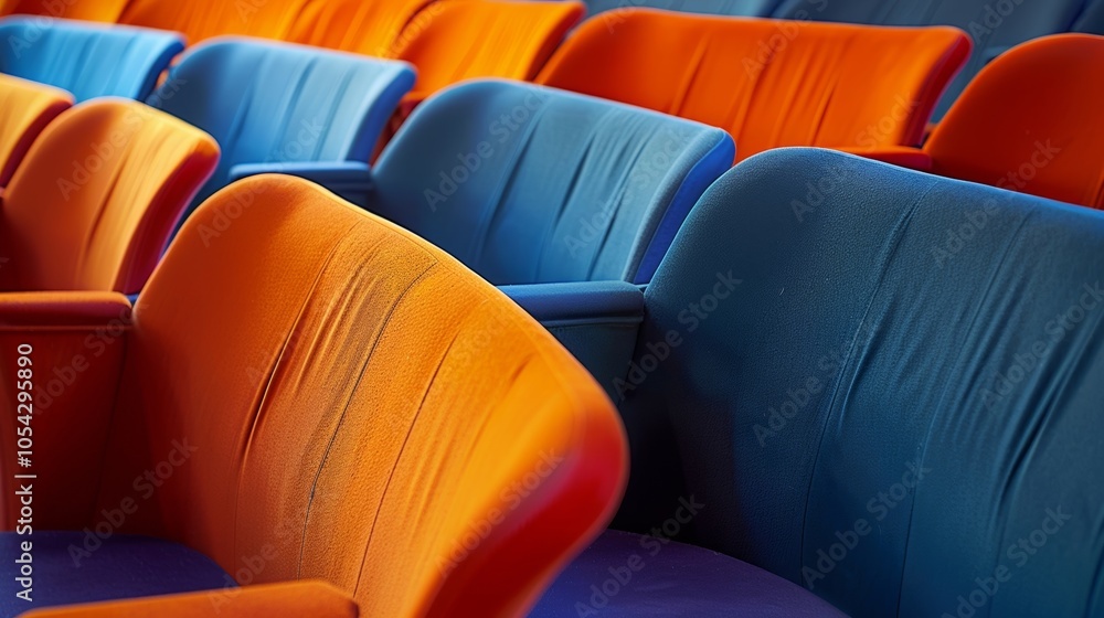 Obraz premium The seats are arranged in a curved manner ensuring all audience members have a clear view of the stage.