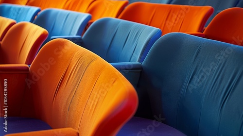 The seats are arranged in a curved manner ensuring all audience members have a clear view of the stage. photo