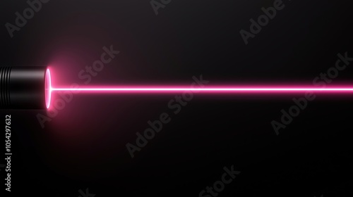 Black background with a pink laser beam. The beam is long and thin. The image has a futuristic and sci-fi vibe photo