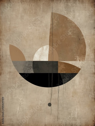 Minimalist abstract art print with neutral shapes for home decor.