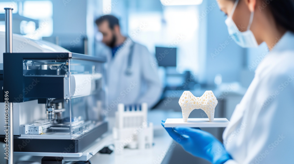 Fototapeta premium 3D Printer in Medical Laboratory Creating Custom Implants