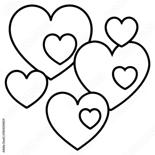 Loving hearts – various stylized hearts. Vector illustration - an icon for Valentine's Day, the holiday of all lovers. Stickers, holiday elements. line art