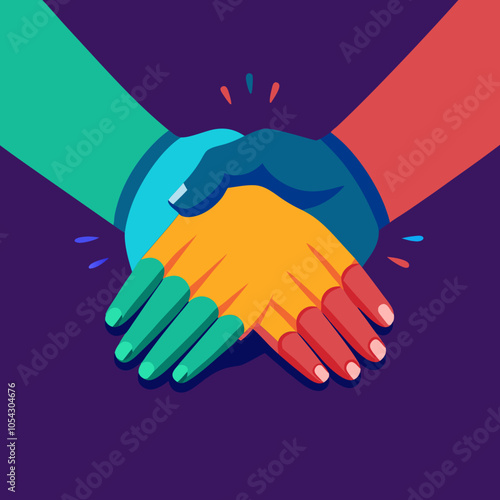 Holding hands – symbol of unity and closeness. Vector illustration - an icon for Valentine's Day, the holiday of all lovers. Stickers, holiday elements. business. cartoon style