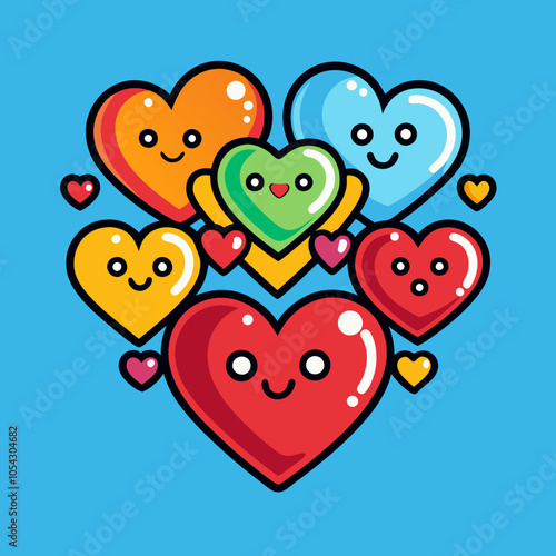 Loving hearts – various stylized hearts. Vector illustration - an icon for Valentine's Day, the holiday of all lovers. Stickers, holiday elements. cartoon style