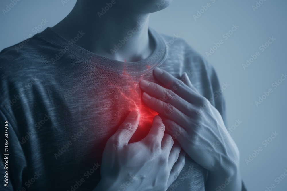 Obraz premium Chest Pain - A Sign of Heart Trouble Capturing Distinctive Moment and Expression