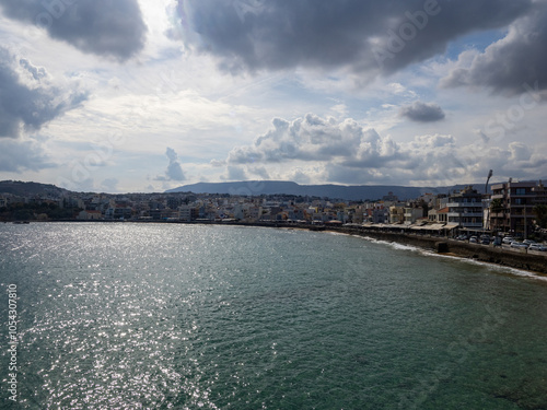 Chania coastline seen from the Sabbionara Bastion, Chania, Crete Island, Greece photo