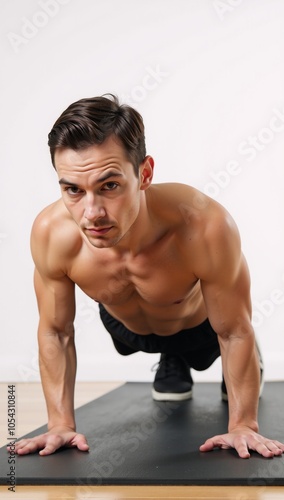 Person performing plank pose to build core strength and endurance during a full-body workout photo