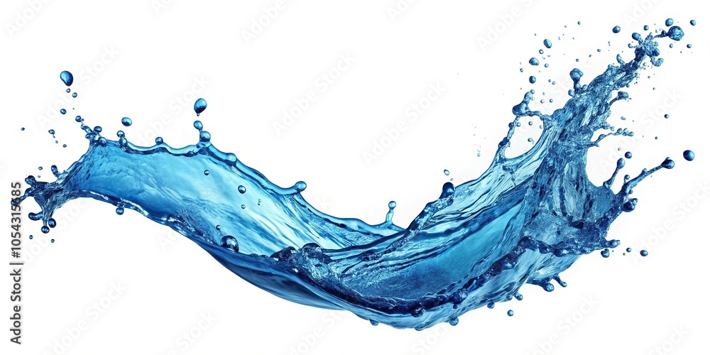 Water splash isolated on white background with blue tones Water splash isolated on white background with blue tones