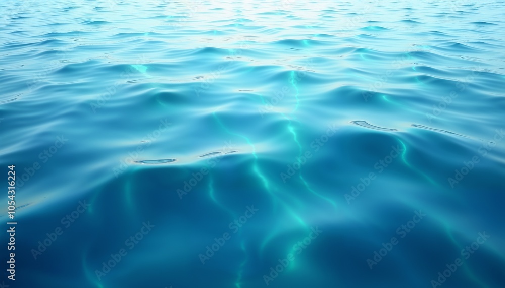 Blue ocean water surface with gentle waves and reflections, serene and tranquil, concept Blue ocean water surface with gentle waves and reflections, serene and tranquil, concept