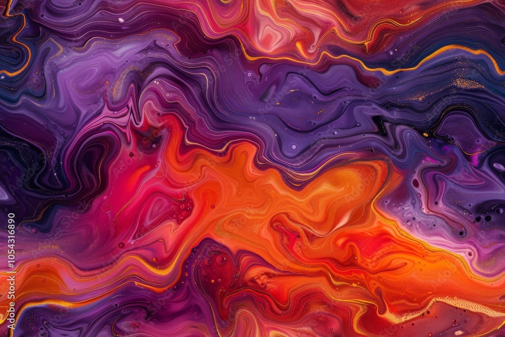 Fototapeta premium Abstract Swirling Purple and Orange Painting