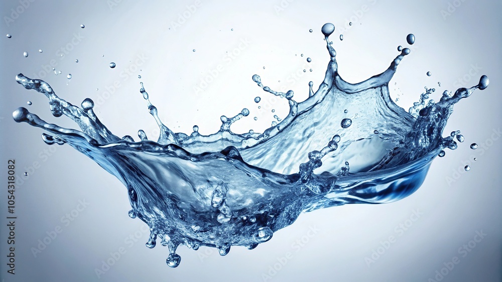 Obraz premium Water splash with high angle view on white background