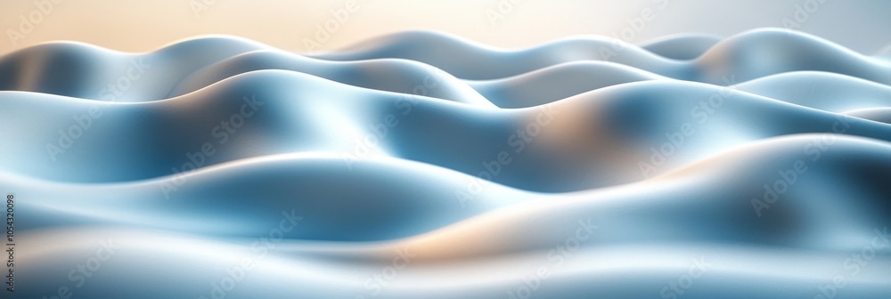 Fototapeta premium Abstract Blue and White Wavy Surface with Soft Lighting