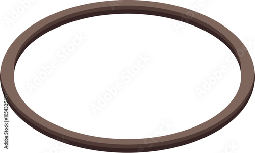 Brown o ring seal gasket presenting its oval shape, creating a simple yet effective visual on a clean white background