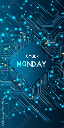 2d illustration for cyber monday on turquoise background text 