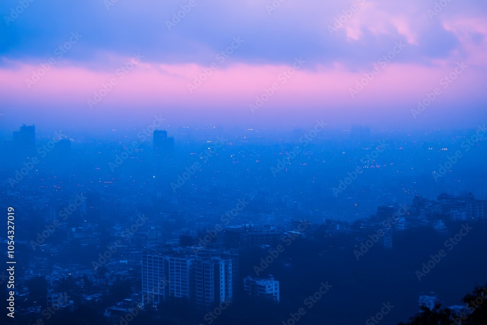 Fototapeta premium Captivating Cityscape at Twilight: A Scenic Panorama of the Urban Landscape Background