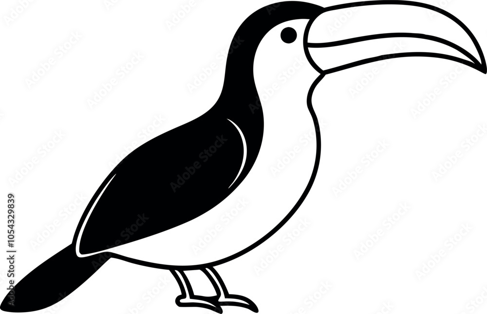 Obraz premium Beautiful Toucan Silhouette Drawing for Nature Art Lovers