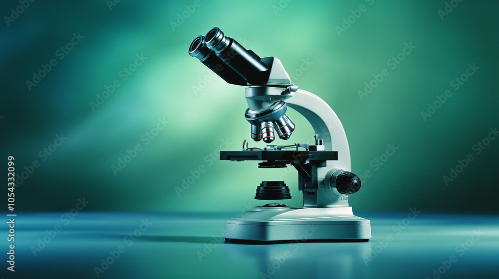 Laboratory Microscope on Green Background Science Research Equipment Medical Tools Laboratory Microscope on Green Background Science Research Equipment Medical Tools