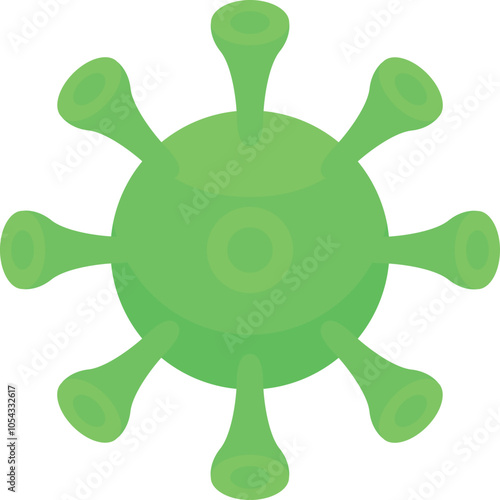 Green virus cell is spreading infection through respiratory system causing disease and illness