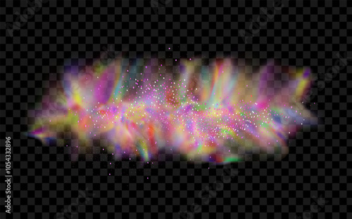 Background of an explosion of colorful smoke clouds.Multicolor fog with blue and yellow particles.Explosions of color powder.
