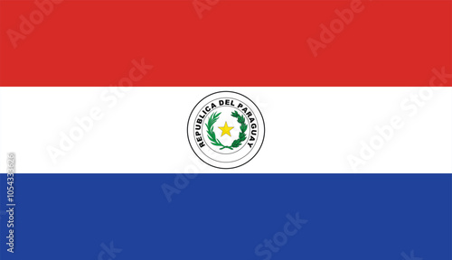 Flag of Paraguay , Paraguayan Flag , flat vector