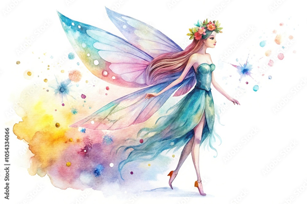 Obraz premium watercolor abstract fairy illustration on white background