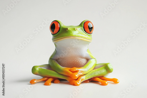  Frog Isolated On White: Red-eyed Cute GreenTree Frog, Frog 3d, Bullfrog, Colorful Pets, Toad 