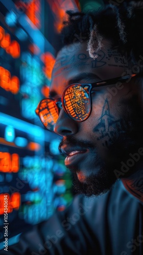 Cryptocurrency traders analyzing market trends on multiple screens, digital currency, finance photo