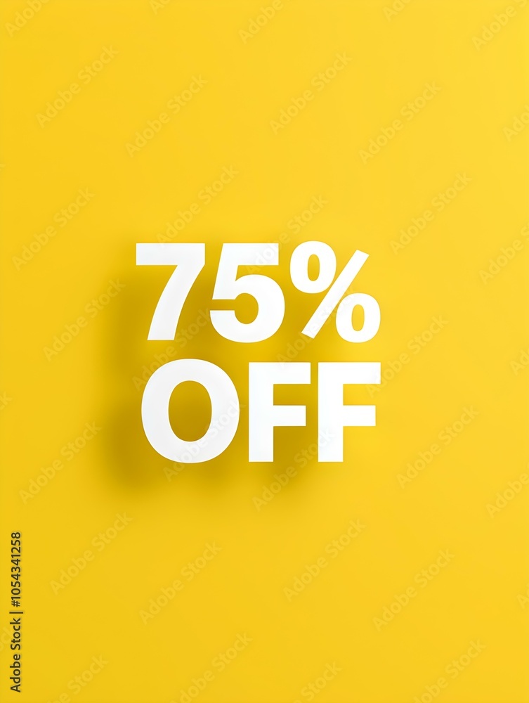 White '75% OFF' Promotional Sign on a Light Yellow Background White '75% OFF' Promotional Sign on a Light Yellow Background