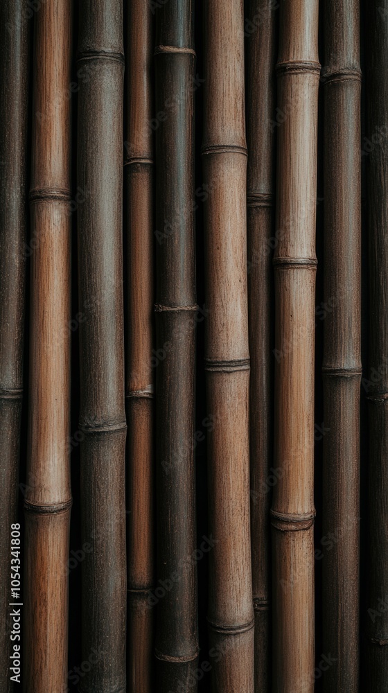 Fototapeta premium Bamboo fence panels creating a rustic backdrop in natural colors