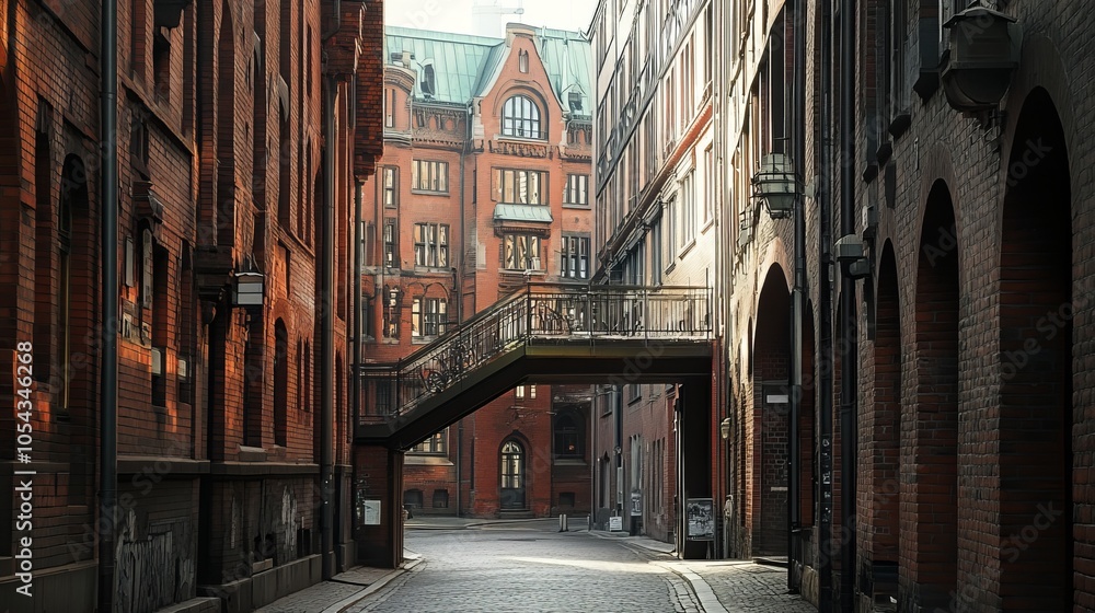 Fototapeta premium A view of Hamburg City, Germany, showcasing its historic architecture, canals, and vibrant urban scenery.