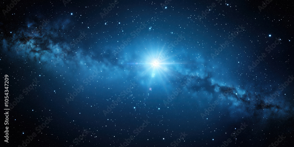Fototapeta premium Stars constellation shining in deep blue space, milky way, cosmic nebula background