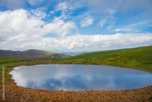 Small lake on the top of Monte Coscerno, Umbria, Valnerina, Italy