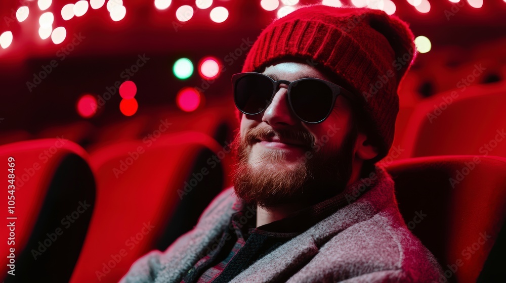 Man in Red Hat at Cinema Man in Red Hat at Cinema