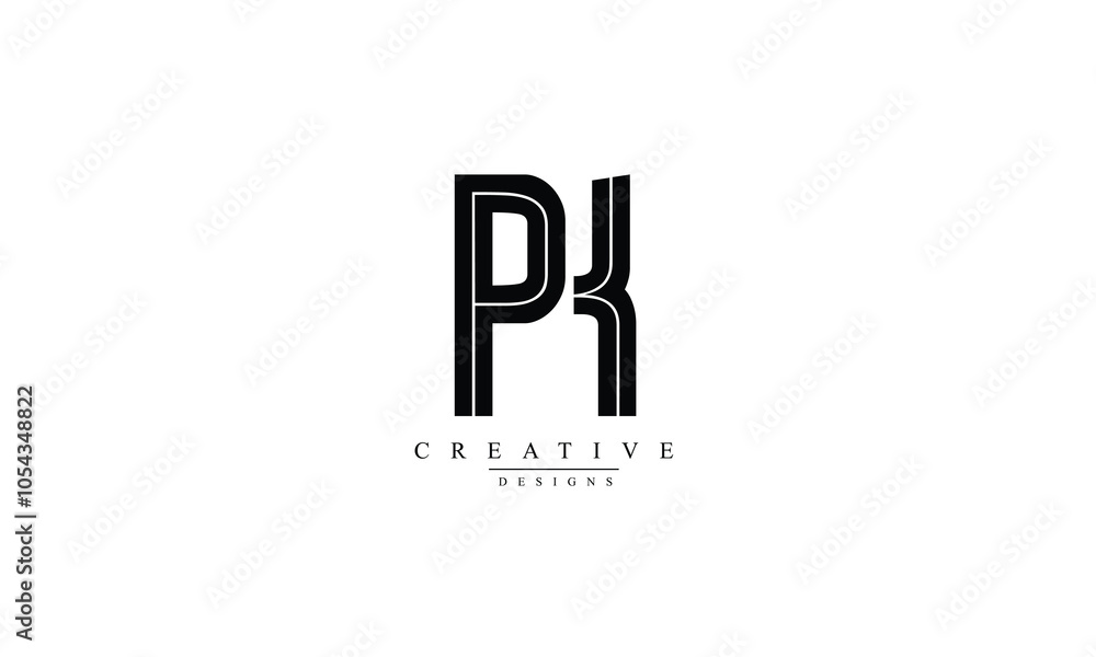 Obraz premium Alphabet letters Initials Monogram logo PK KP P K