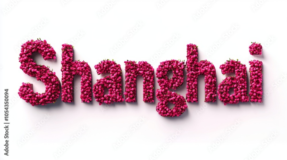 Shanghai City symbol art poster in Raspberry Typography. Shanghai City symbol art poster in Raspberry Typography.
