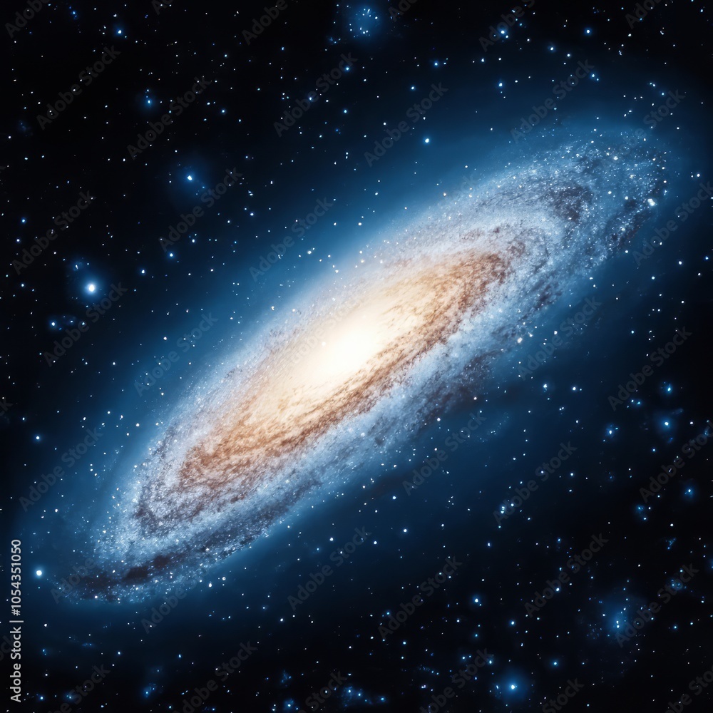 A stunning spiral galaxy illuminated against a backdrop of stars.