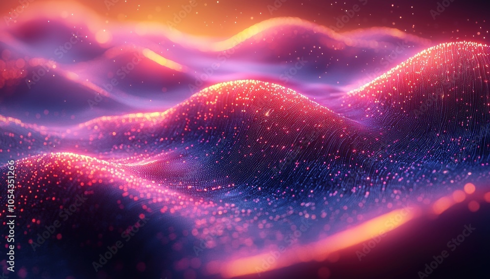 Abstract Digital Landscape with Glowing Particles Abstract Digital Landscape with Glowing Particles
