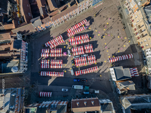 Aerial view of the market on square