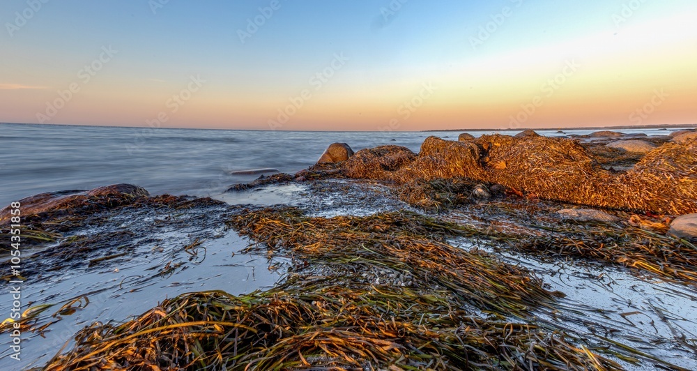 Fantastic sunset on the cliffs of the Baltic Sea on the island of Poel