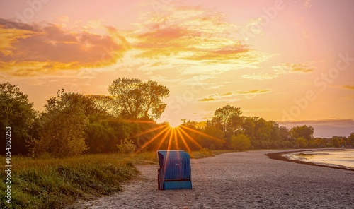 Obraz na płótnie Fantastic sunset on the cliffs of the Baltic Sea on the island of Poel w salonie