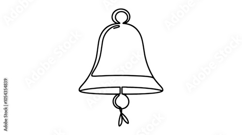 One continuous line illustration of a bell, isolated on white background.