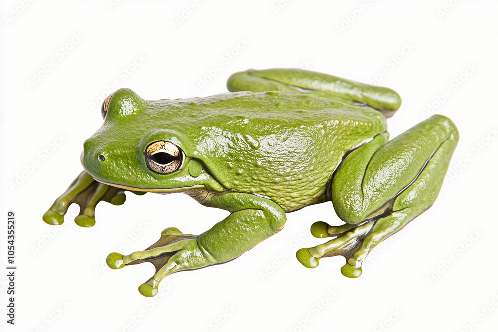 Obraz premium Frog Isolated On White: Cute GreenTree Frog, Frog 3d, Bullfrog, Colorful Pets, Toad