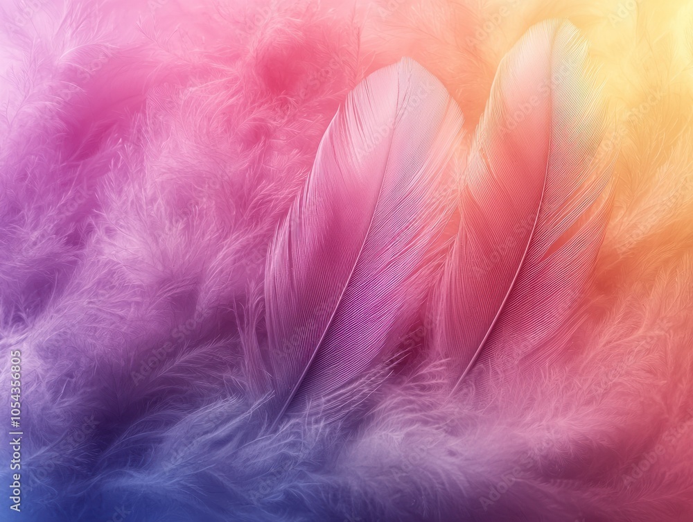 Two Pink Feathers on a Pastel Gradient Background Two Pink Feathers on a Pastel Gradient Background