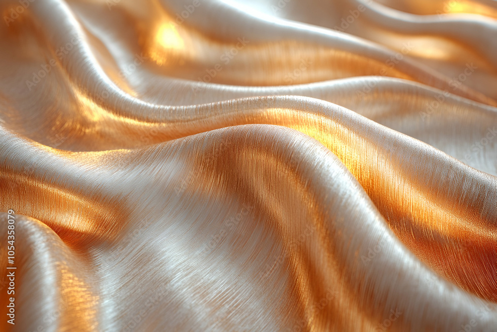 A close-up view of luxurious satin fabric in shimmering gold and white hues, showcasing elegant folds and a silky texture. A close-up view of luxurious satin fabric in shimmering gold and white hues, showcasing elegant folds and a silky texture.