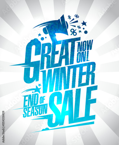 Great winter sale vector banner, end-of-season sale advertising sign design