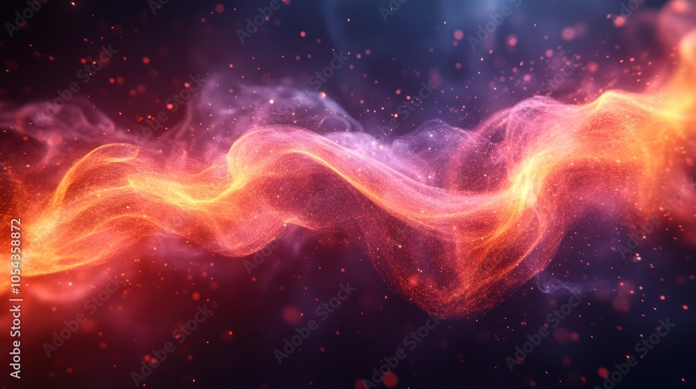 Abstract Swirling Nebula of Orange and Red Glowing Particles Abstract Swirling Nebula of Orange and Red Glowing Particles