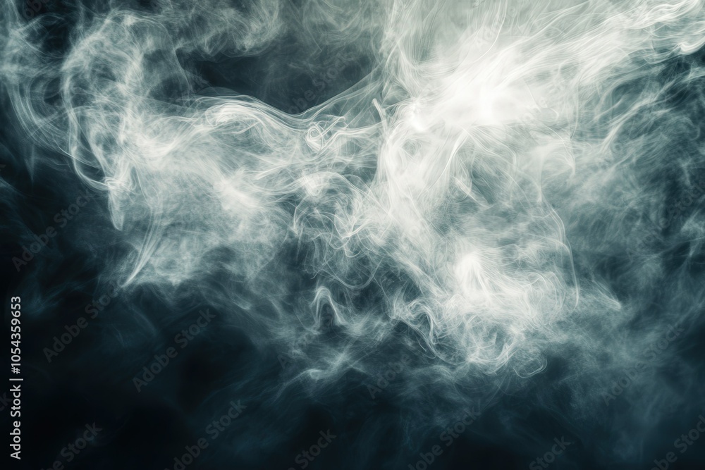Ethereal smoke patterns swirl in dark backdrop, creating a mysterious and captivating atmosphere during the evening hours Ethereal smoke patterns swirl in dark backdrop, creating a mysterious and captivating atmosphere during the evening hours