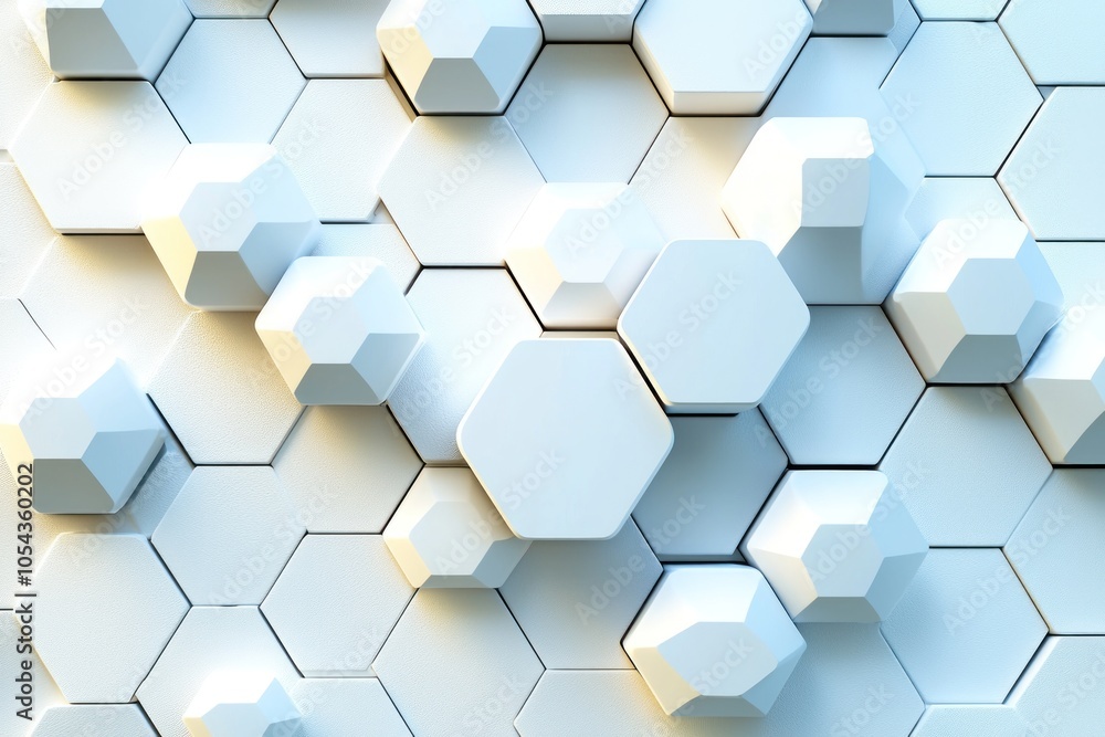 Abstract Geometric Pattern of White Hexagonal Shapes Abstract Geometric Pattern of White Hexagonal Shapes